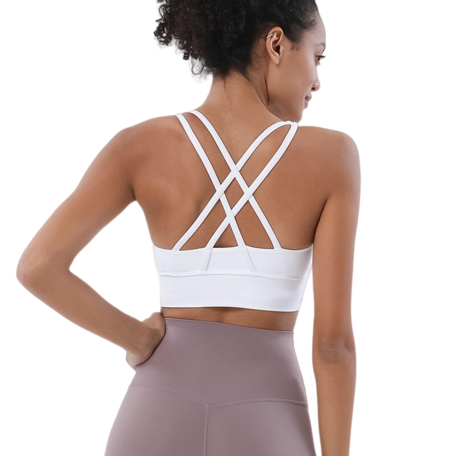 CHENSHI Sujetador Deportivo Mujer Mujeres Fitness Yoga Bras Race Back Sports Nylon Top Bra Ropa Interior Transpirable Sexy para Mujeres-White-l