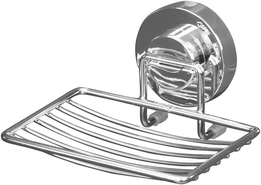 Housideas Self-draining Soap Saver, Stainless Steel Vacuum Suction Soap Dish for Bathroom(Chrome Color, Pack of 1)