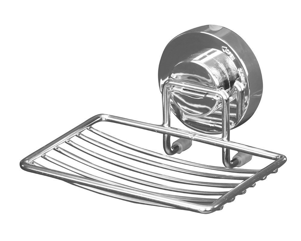 Housideas Self-draining Soap Saver, Stainless Steel Vacuum Suction Soap Dish for Bathroom(Chrome Color, Pack of 1)