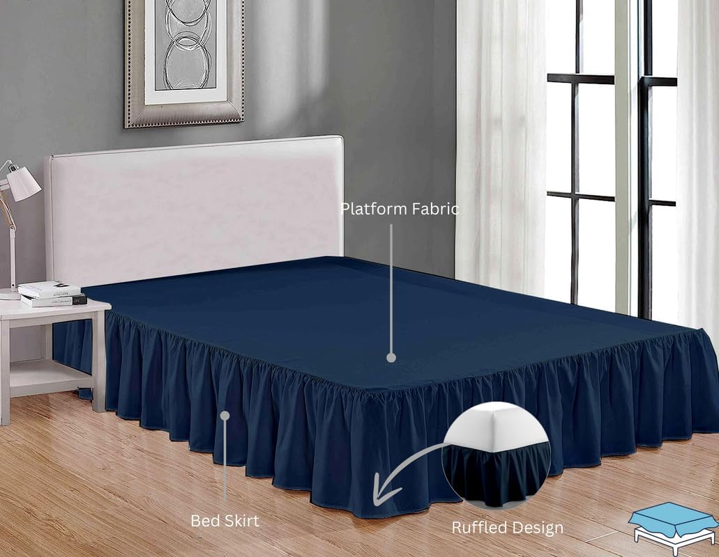 Ruffle Bed Skirt with Split Corners, Microfiber Dust Ruffled for a Perfectly Tailored Bedding Ensemble, Wrinkle and Fade Free, Easy Fit, Twin Size 15 Inch Drop, White