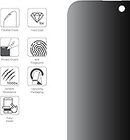 Vista 6 de Armor Protector de pantalla de vidrio flexible para iPhone 14 Pro, protector de privacidad con 9H