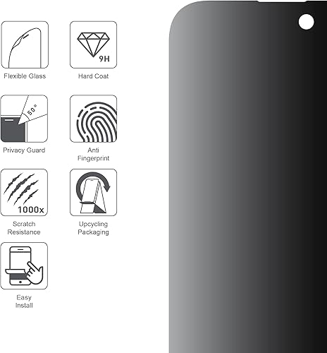 Miniatura 6 de ARMOR Protector de pantalla de vidrio flexible para iPhone 14 Pro protector de privacidad con 9H