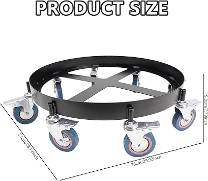 55 Gallon Drum Dolly Steel Barrel Dollies with 8 Swivel Caster Wheels 2000lbs Capacity Steel Frame Dollies Barrel Cart with Brake for Warehouses Drum Handling