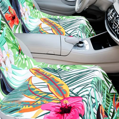 Image of 1 Pack Car Seat Towel Cover with Storage Bag, Tropical Toucan Style | 63 x 32 in Car Towel Seat Cover Non Slip Waterproof, Gym Workout Swimming Running, Machine Washable Sweat Absorbent Protector