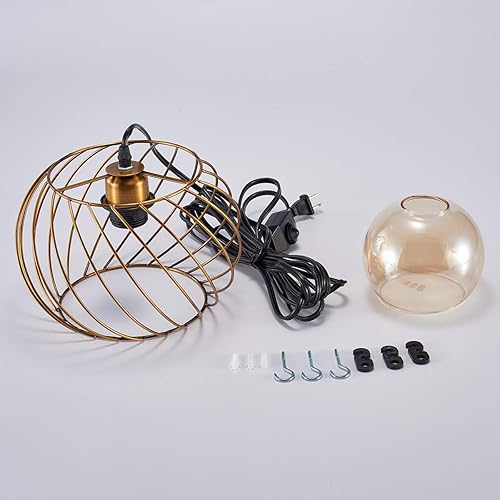 Miniatura 9 de YLONG-ZS Lámparas colgantes pequeñas de cristal doradas, iluminación colgante regulable para dormitorio, sala de estar, cable de 16 pies, ajustable