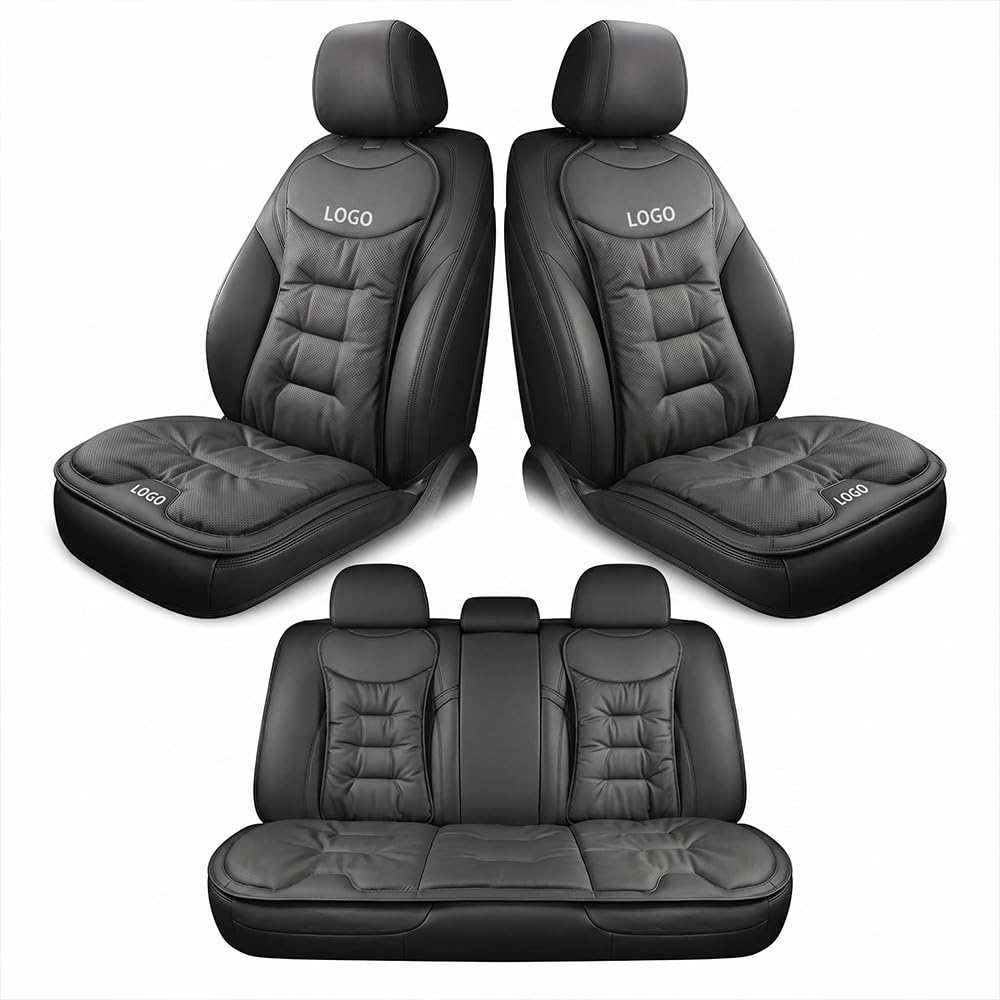 Personalizzato Cuscino Sedile Auto con Logo/Nome/Testo, Coprisedili Auto Universale con Cuscino Lombare, Pelle Napa e Velluto, Morbido e Traspirante Antiscivolo, Cuscino per Auto, Ufficio