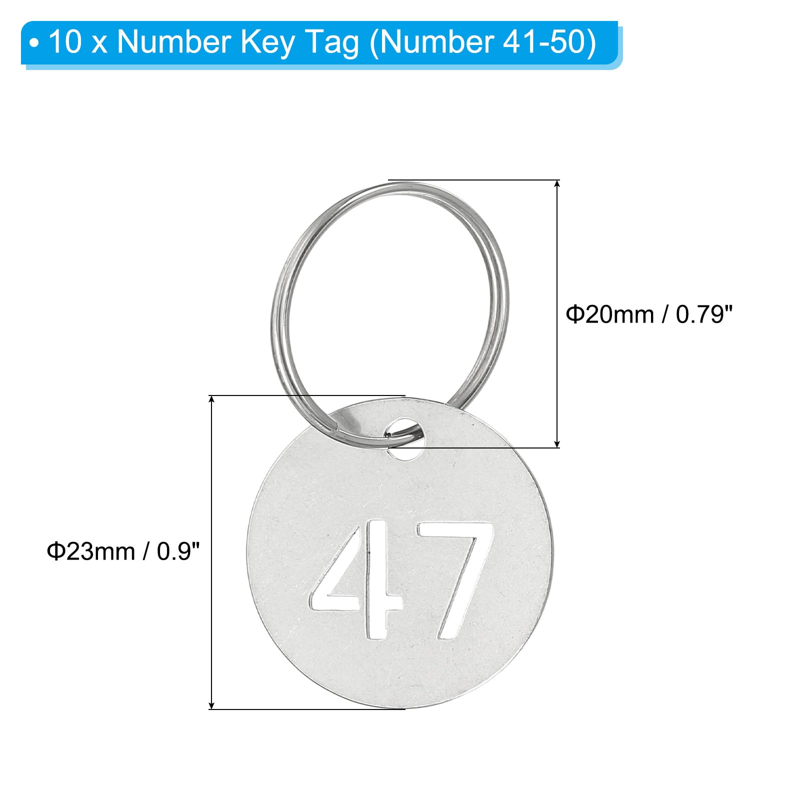 Number Tag For Key PATIKIL Number Key Tag, 23mm Stainless Steel 41-50 Number ID Tags ...