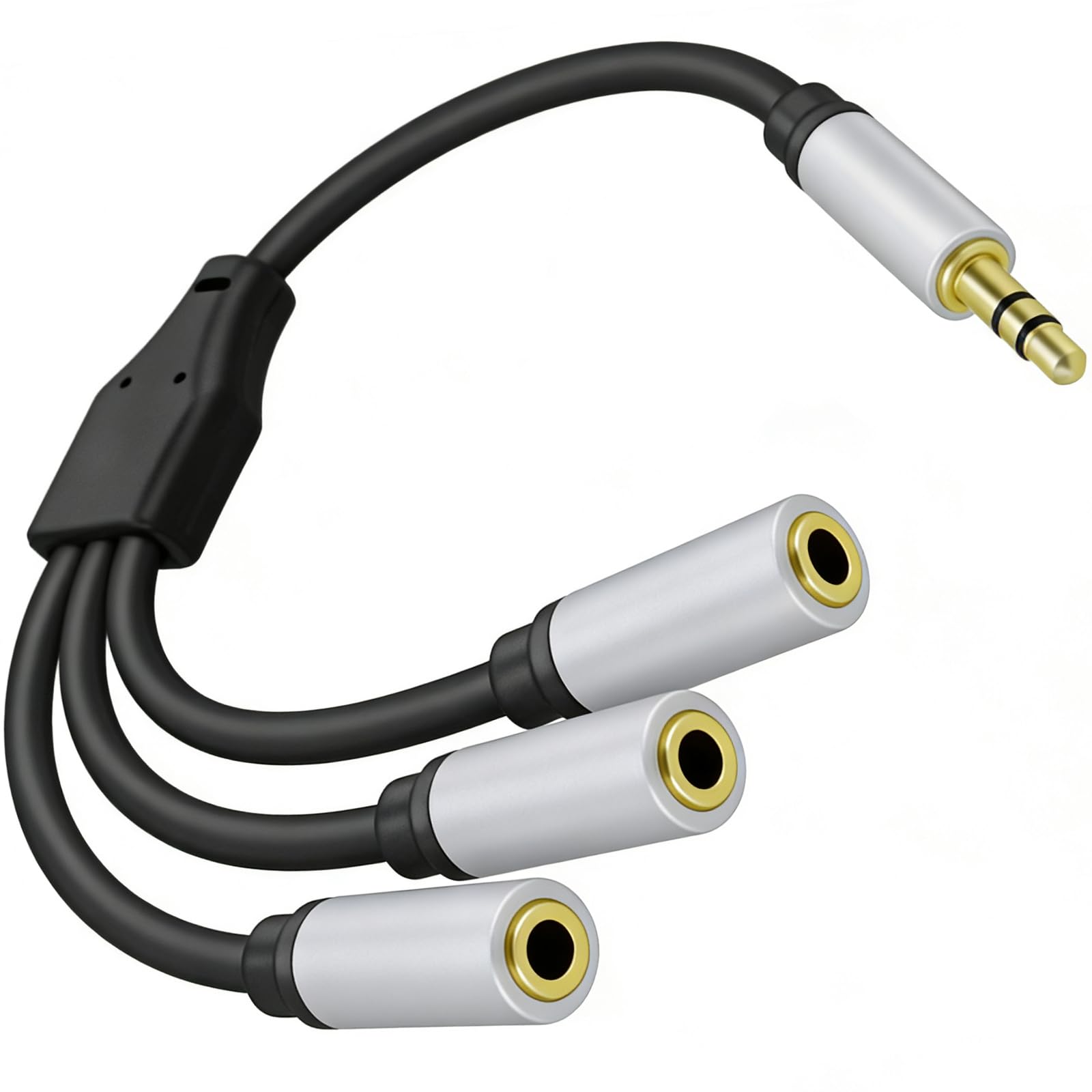 3,5 mm TRS-Stereo-Audio-Splitterkabel, 3,5 cm, 1 Stecker auf 3 Buchsen, Kopfhörer-Aux-Splitter, Hi-Fi-Stereo-Audio-Kopfhöreranschluss-Adapter für Telefon, PS4, Switch, Tablets, Verstärker und