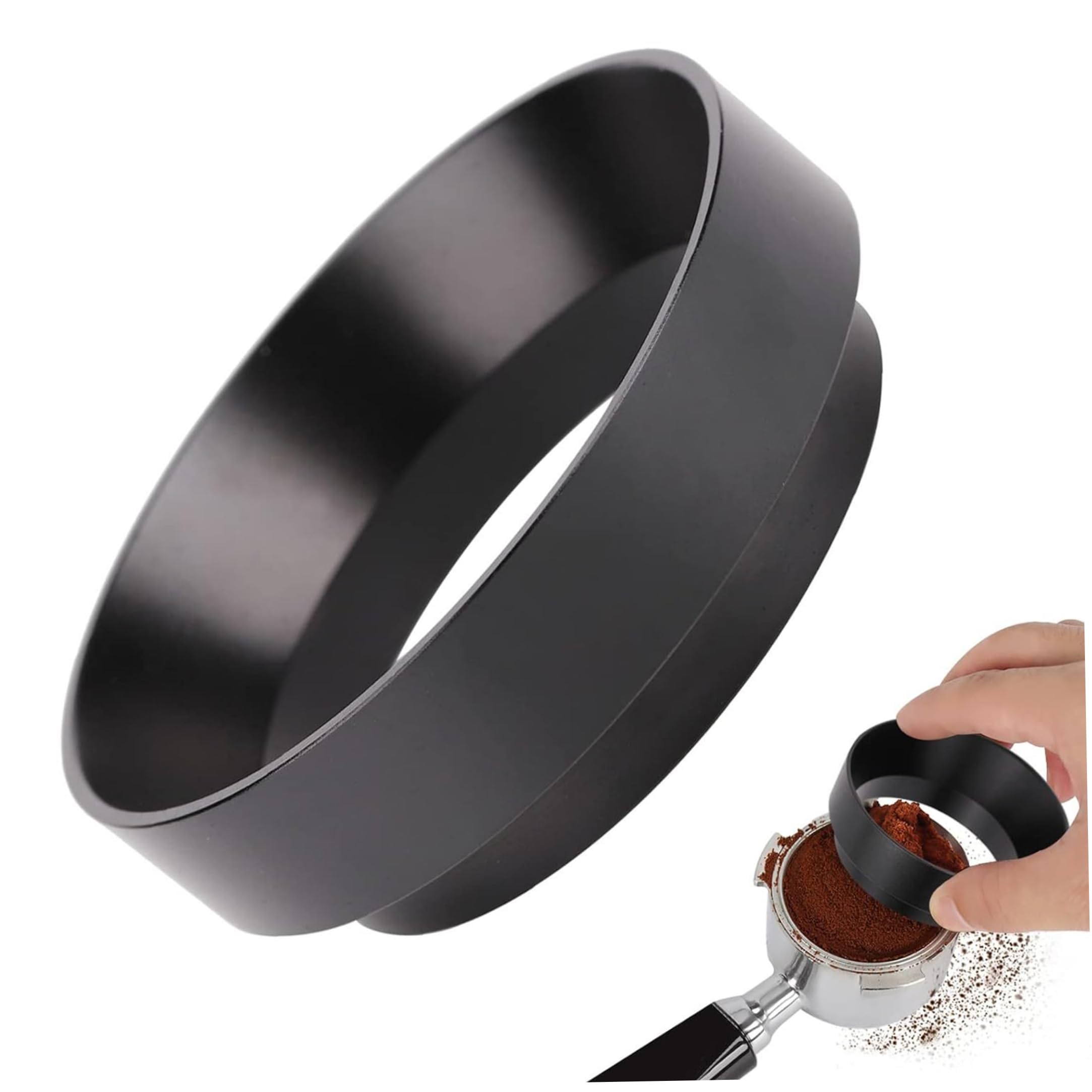 Monwssoe 51mm Dosing Funnel, 1 Pack Magnetic Espresso Dosing Funnel, Secure Aluminum For Portafilter Handles - Black, 51mm