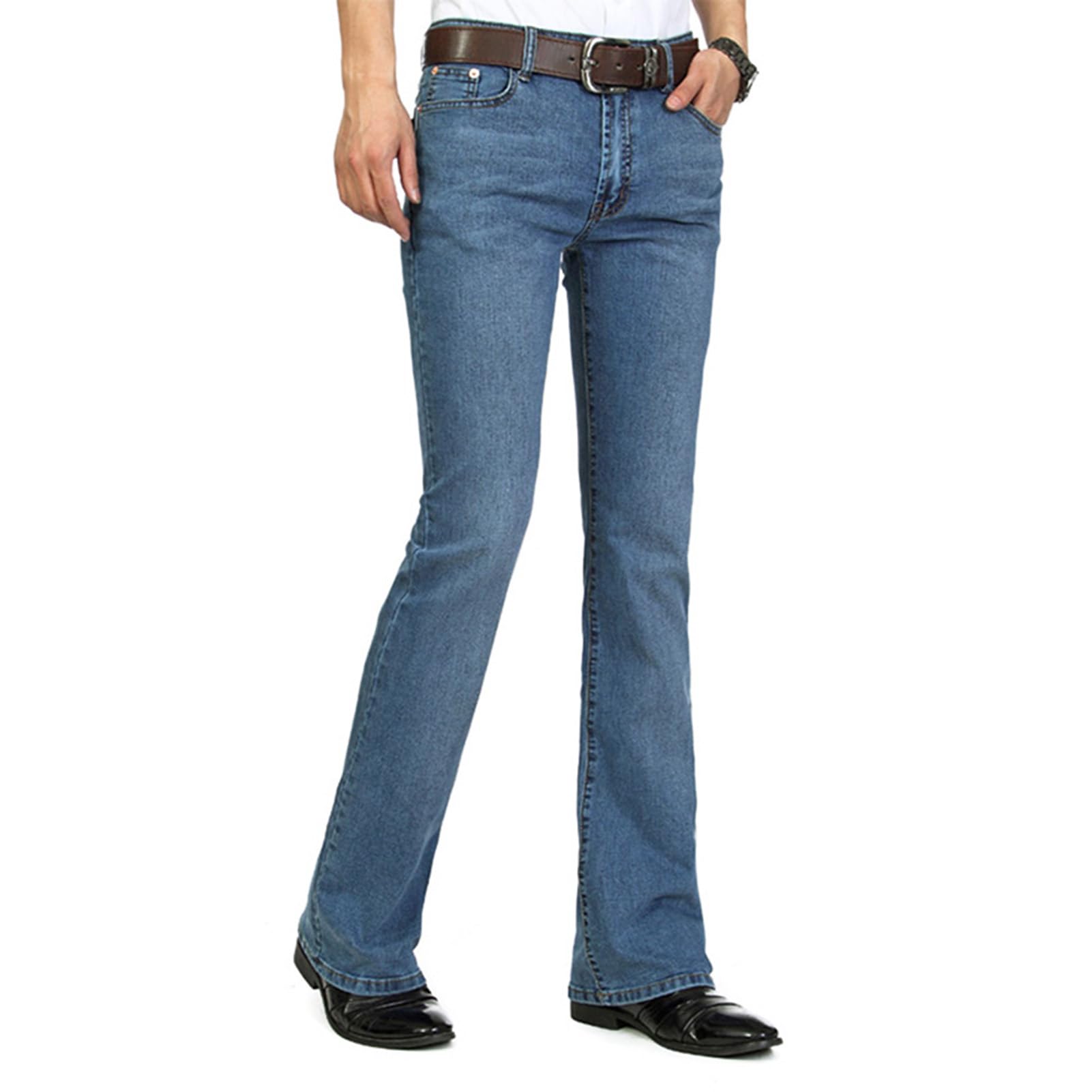 Men's Flares Flared Denim Pants Bell Bottom Stretchy Jeans Trousers Party Slim Fit Casual Vintage Hippie