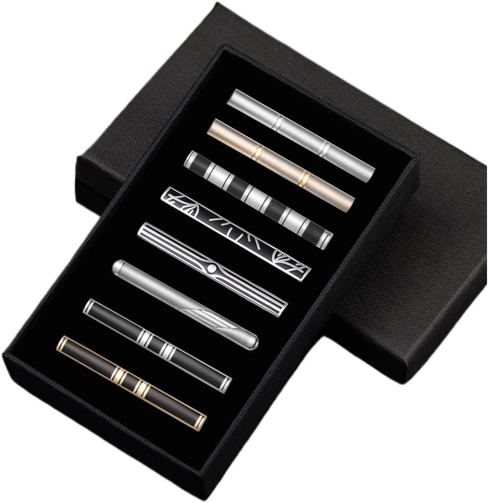 Men's Business Tie Clip Set Enamel Gold Silver