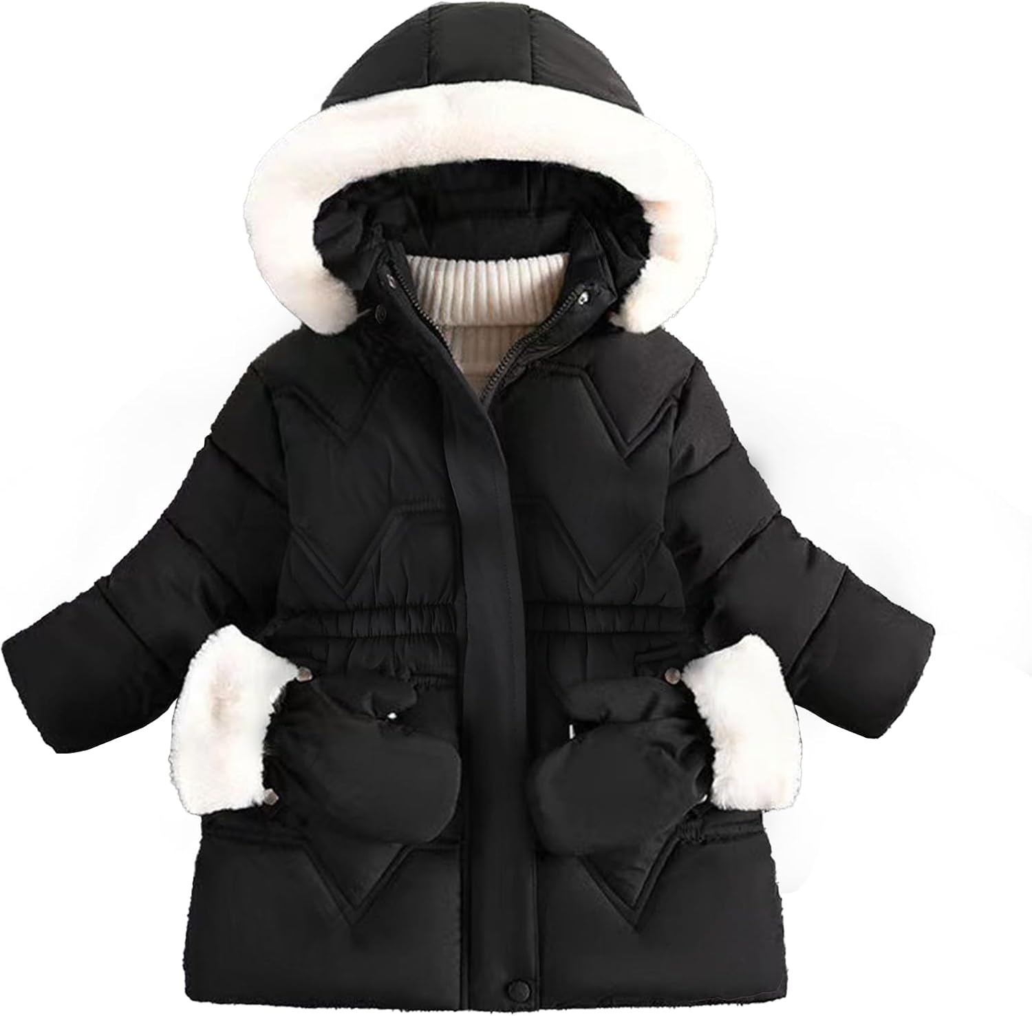 3T 4T 5T 6T Toddler Girls Winter Coat Jacket Outwear Clothes Warm Overcoat Snowsuit Puffer Parka Fur Lined Hood Kids