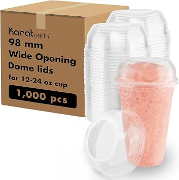KARAT EARTH KE-KDL626-WH 98mm diameter PLA Dome lids for 12-24 PLA cup, Wide opening - 1,000 pcs