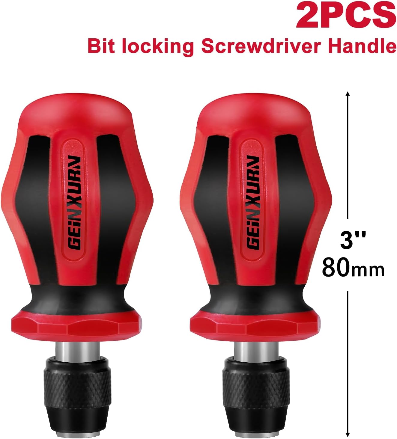 Geinxurn Magnetic 2PC Mini Changeable Head Manual Screwdriver Holder, Quick Change & Release 1/4" Hex Bit Extension Holder