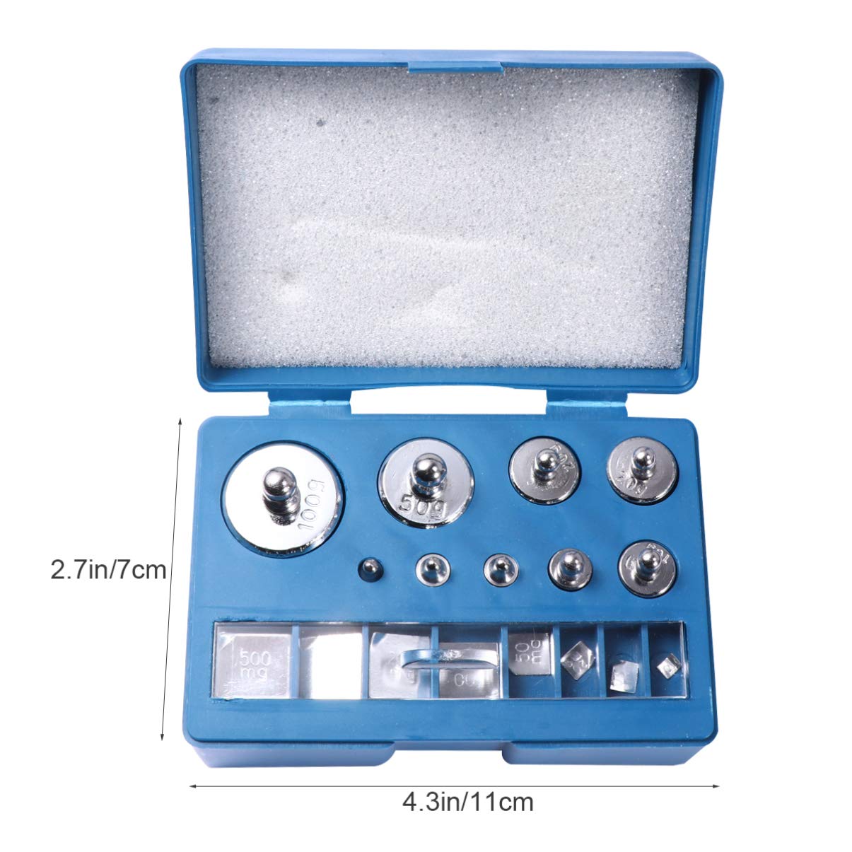 Lot de 17 poids d'étalonnage 0 mg ~ 100 g avec pince à épiler et boîte de rangement, haute précision 0,003 g pour balance numérique
