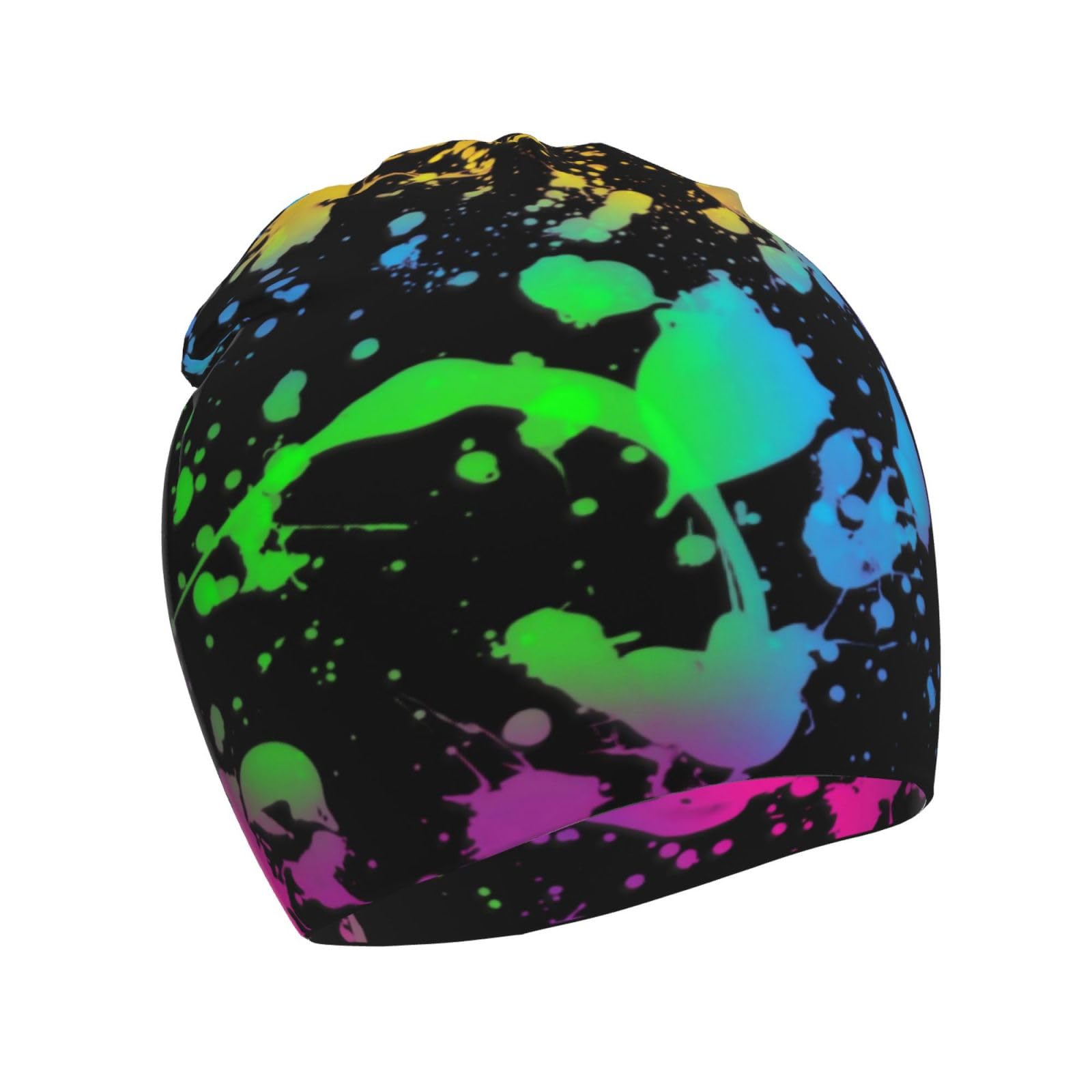 Glow in Dark Splatter Neon Kids Beanie Hats Warm Knit Beanie Cap Skull Caps Gifts Decor for Boys Girls