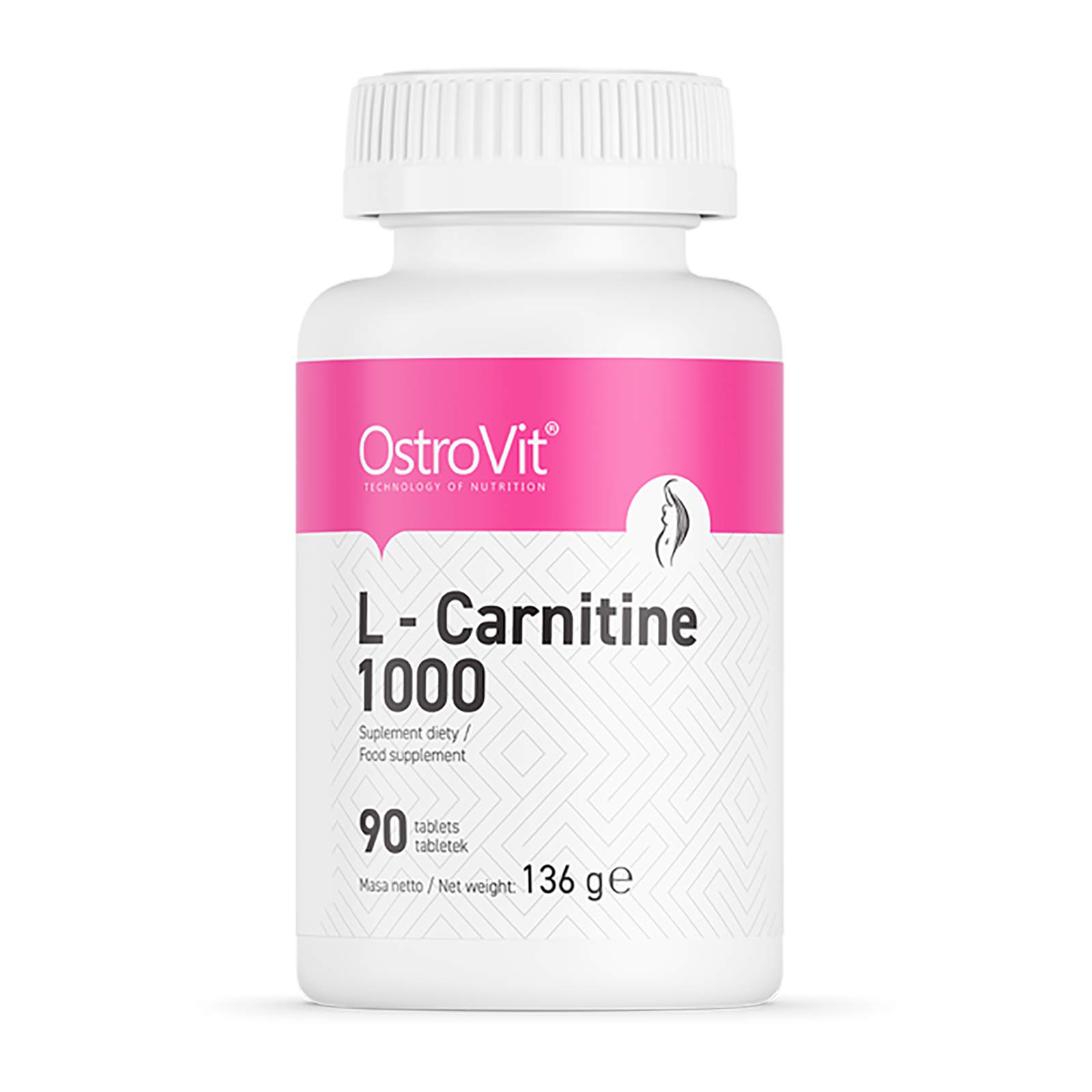 OstroVitL-Carnitine 1000 90 Tablets | Non-Stimulant Fat Burner | Weight Loss | Fat Tissue Reduction | Turn Fat Into Energy