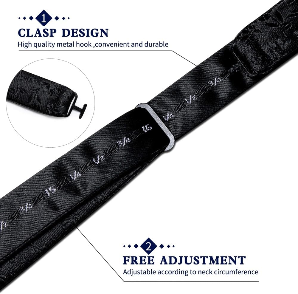 GSDFVIYT 花柄ソリッドセルフネクタイ蝶ネクタイシルクフォーマルビジネスウェディングパーティーボウタイハンカチセット