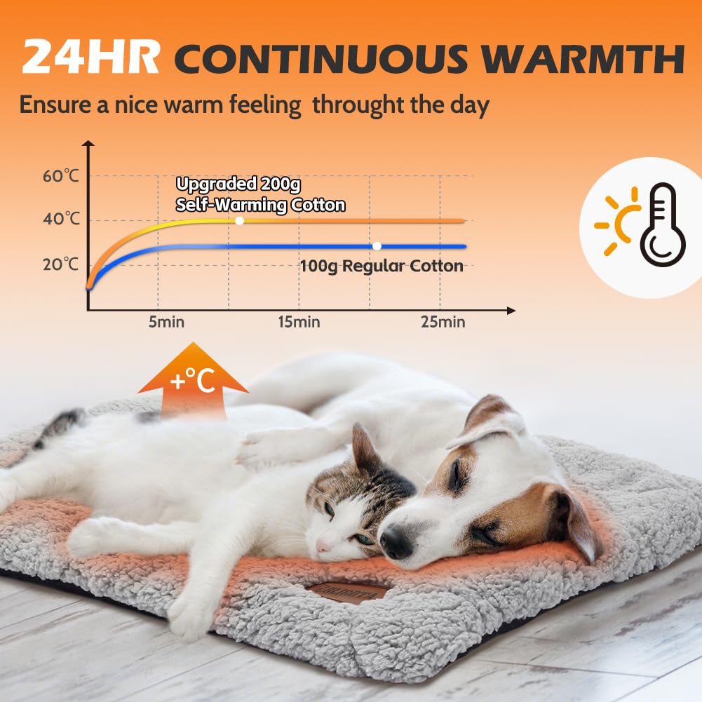 ULIGOTA Self Warming Cat Bed Self Heating Dog Mat Soft & Fluffy Pet Bed Noiseless Thermal Pet Pad for Indoor Outdoor Pets with Removable Cover Non-Slip Bottom (75x48x3cm) - Image 4