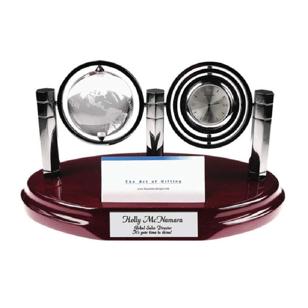 Executive Gift Shoppe | Galaxy Crystal Globe & Clock with Card Holder