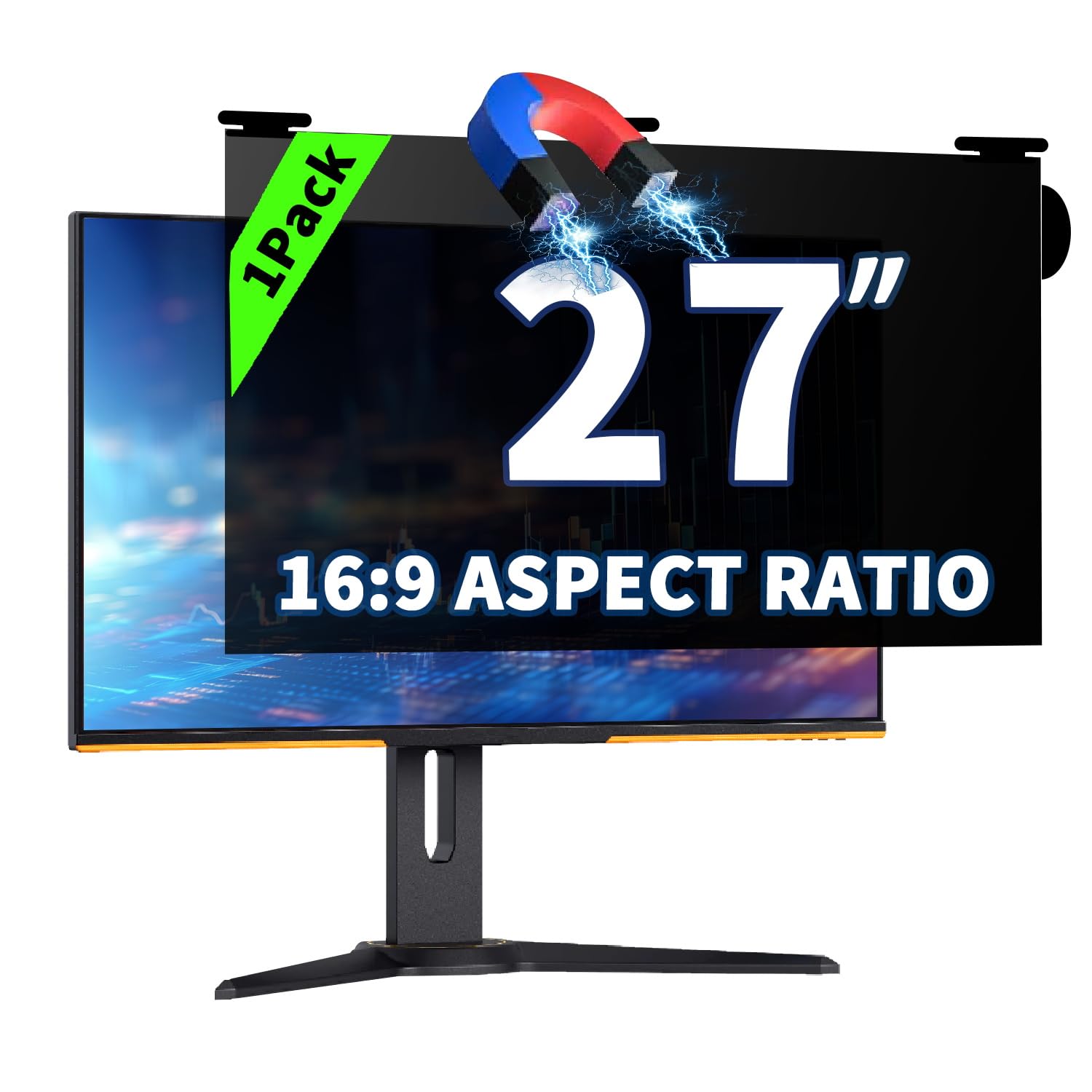 27'' Magnetic Hanging Computer Privacy Screen for 16:9 Widescreen Monitor