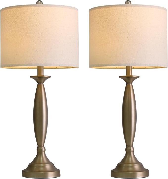 Oneach Juego de 2 Lámparas de Mesa 28" Oro Cálido con Puerto USB miniatura 9