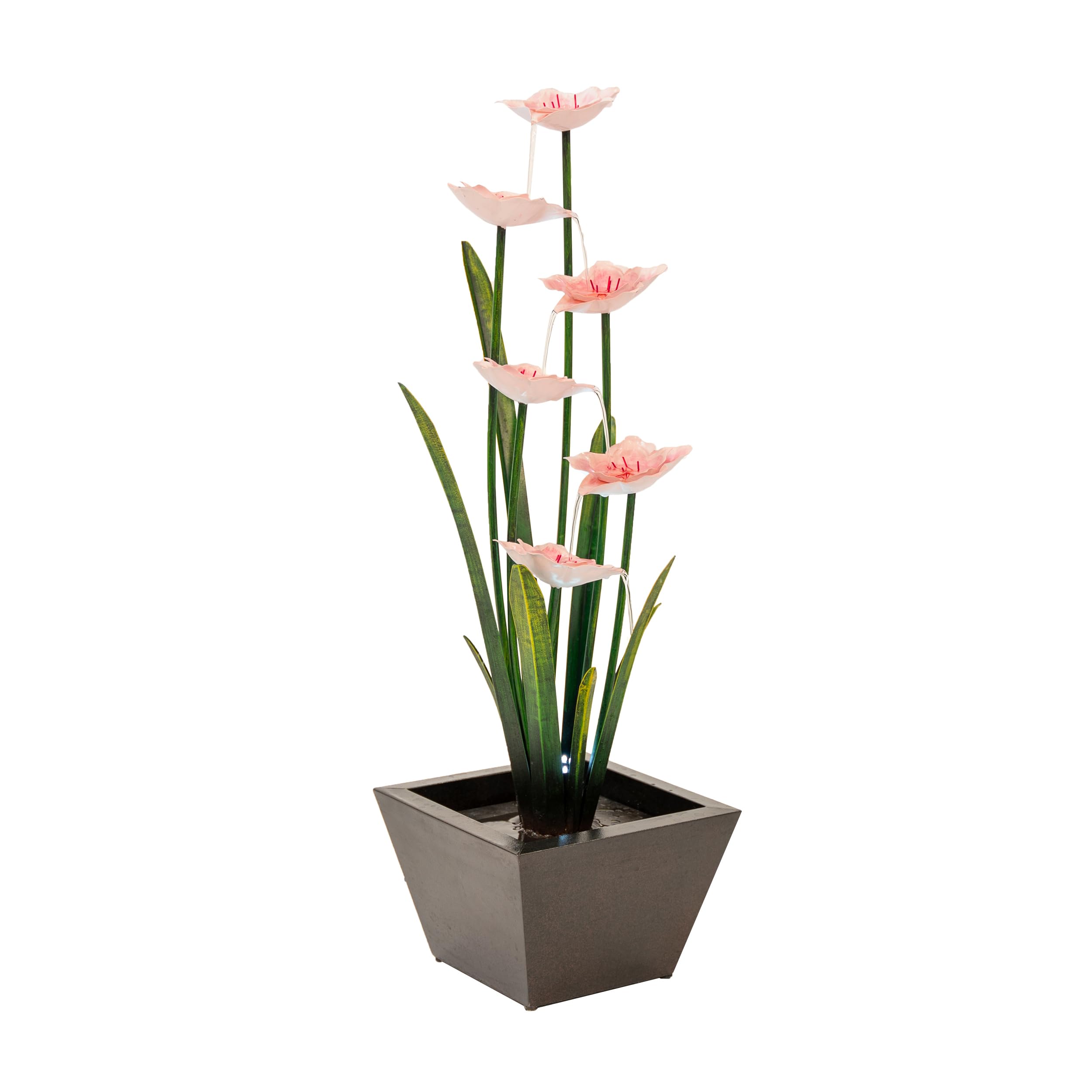 XBrand 39-Inch Metal Multi-Tier Flower Water Fountain with LED Lights, Multicolor Sculptural Outdoor-image-33