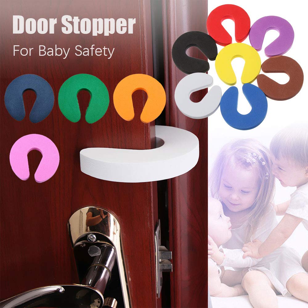 Finger Pinch Guard - 2pcs. Child Proofing Doors Made with Soft Durable Foam Door Slam Stopper. Prevents Finger Pinch Injuries, Slamming Doors, and Baby or Pet from Getting Locked in Room - Blue