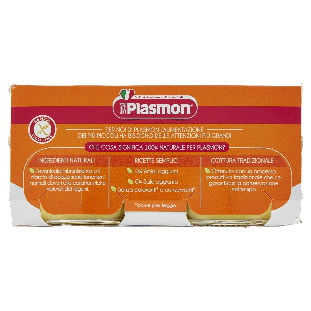 Plasmon Omogeneizzato Legumi Ceci con zucca 80g 24 Vasetti Con Ingredienti selezionati, 100% naturale, senza amidi e sale aggiunti