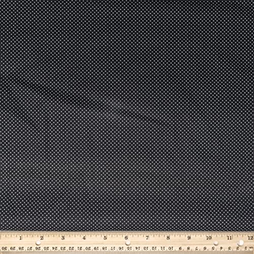 Stitch & Sparkle Cotton 44' Pin Dots Onyx Color Sewing Fabric by The Yard