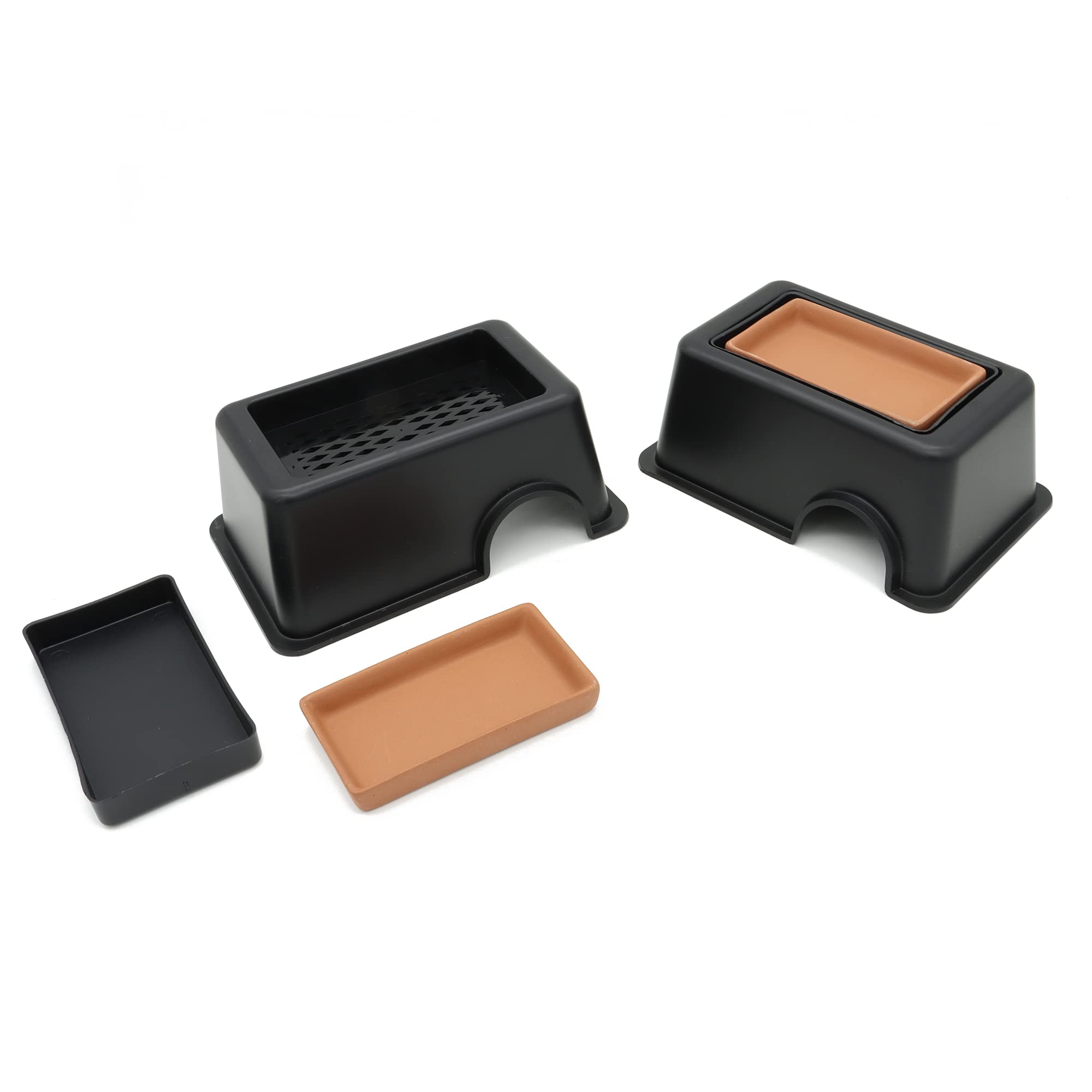 2 piezas pequeñas de reptil escondite caja humidificador cuevas de suministro de agua con lavabo para lagartos, gecko, serpiente