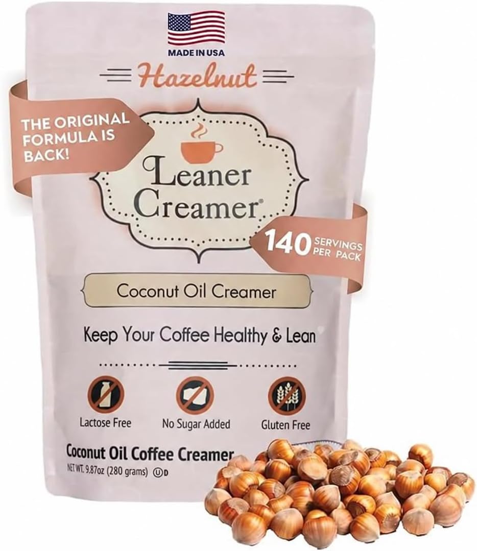 Leaner Creamer, Coconut Oil Coffee Creamer, Hazelnut, 9.87 oz (280 g)