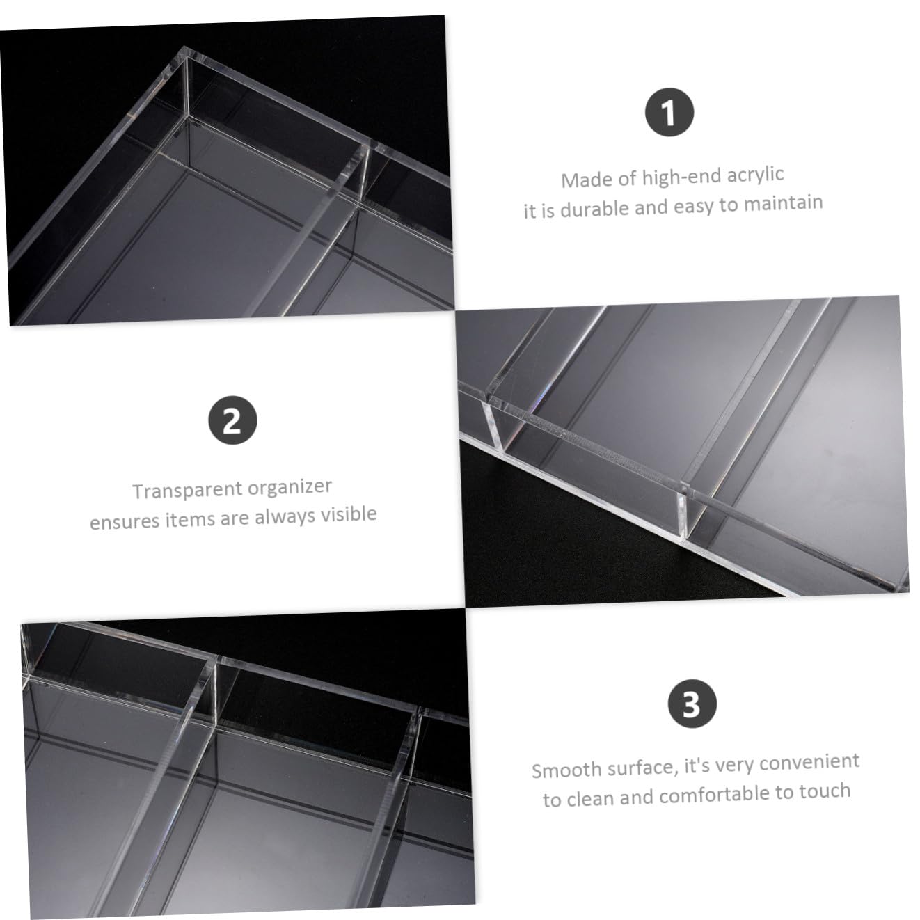 SHERCHPRY 3piezas Organizador De Maquillaje Acrílico Transparente Compartimentos para Cosméticos y Accesorios Mesas De Tocador y Baños Diseño y
