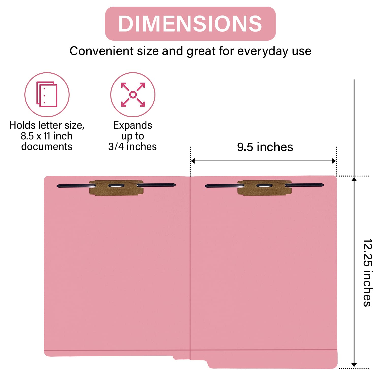 Schnellhefter mit Endstreifen, Pink, 2 Verschlüsse (2B1&3), 11-Punkt verstärkt, gerader Schnitt, Briefgröße, 50/Box