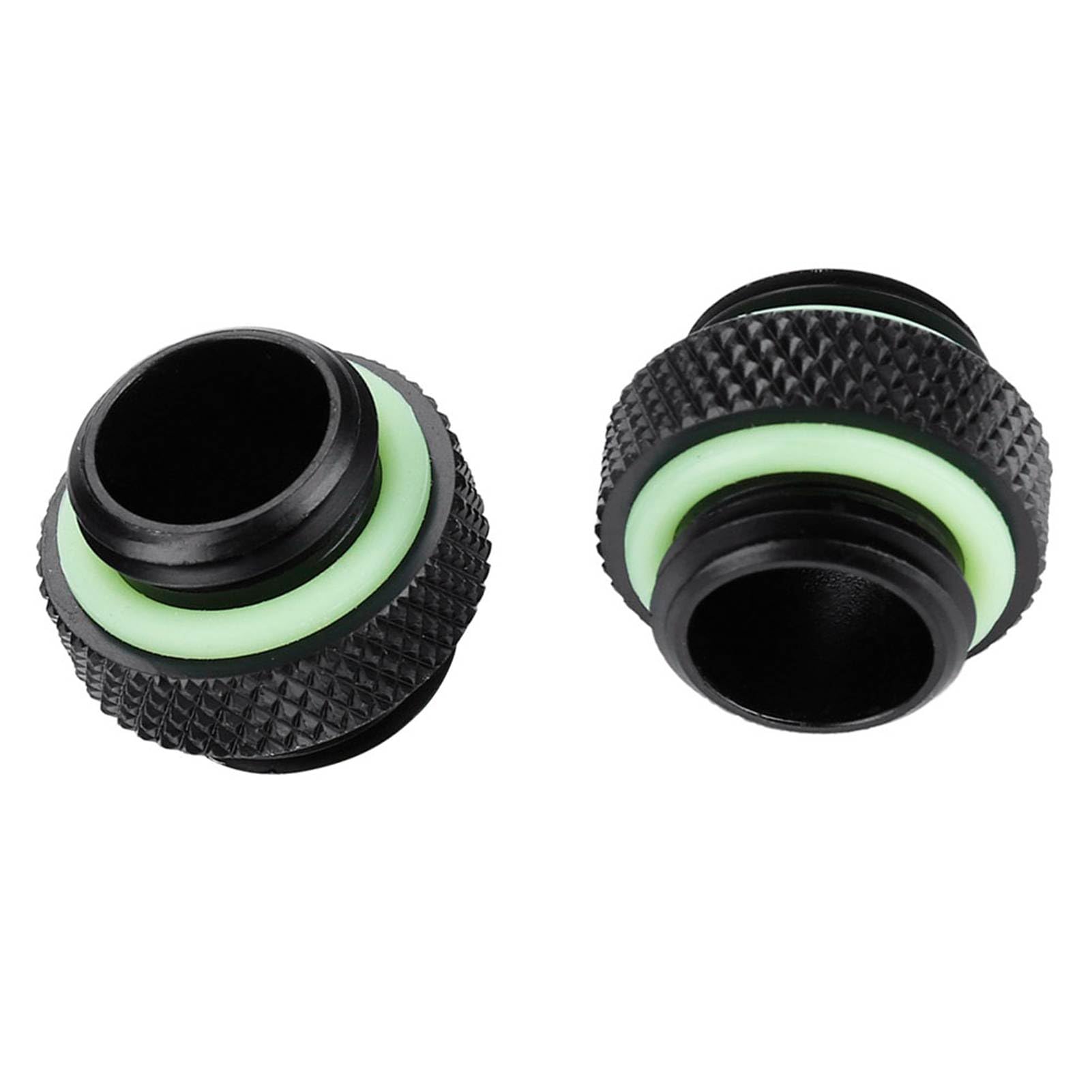 Water Cooling Dual Thread Hose Adapter Compression Fitting With Thickened Sealing Rings for Easy Installation, Copper Material, Black, 1.5cm/0.6in, for Water Cooling Enthusiasts