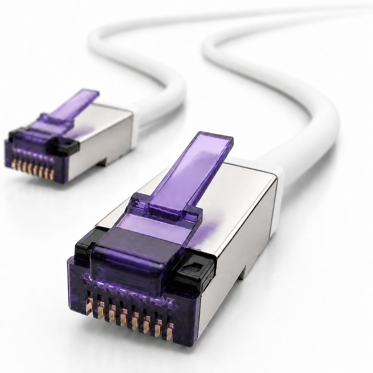1aTTack.de - 50 m - Cable de red RJ45 CAT6a Superflex Ethernet Gigabit LAN RJ45 CAT6 A cable de conexión 10000 Mbit s SFTP PIMF 500 MHz compatible con CAT6 CAT5 - Blanco - 1 pieza