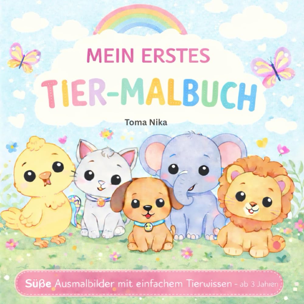 Mein erstes Tier-Malbuch: Süße Ausmalbilder mit einfachem Tierwissen – ab 3 Jahren