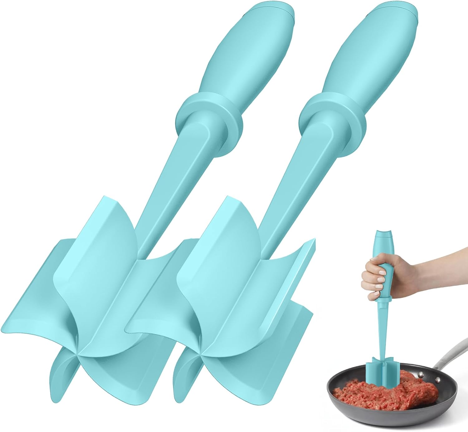 Meat Chopper for Hamburger, Premium Heat Resistant Masher and Smasher for Ground Beef, Ground Turkey and More, Nylon Ground Beef Chopper Tool and Meat Fork, Non Stick Mix Chopper Meat Chopper for Hamburger, Premium Heat Resistant Masher and Smasher for Ground Beef, Ground Turkey and More, Nylon Ground Beef Chopper Tool and Meat Fork, Non Stick Mix Chopper