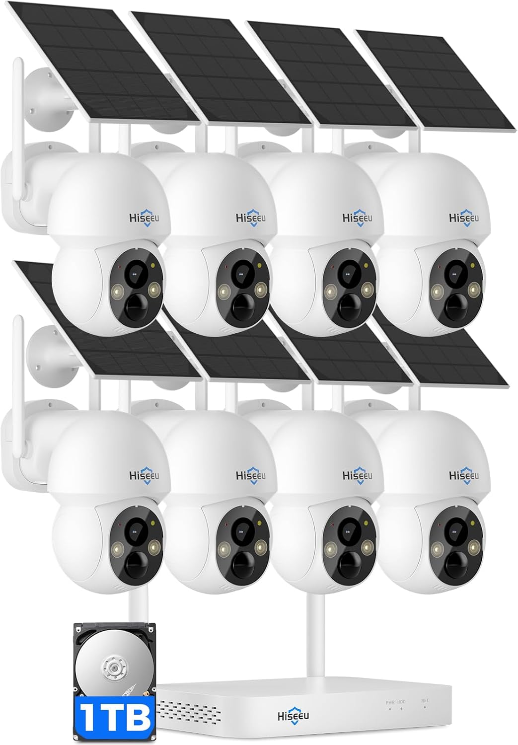 Hiseeu Solar Camera Wireless Outdoor, Home Security Camera System