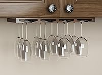 Vista 5 de Rustic State Eze 4 soportes seccionales de madera para debajo del gabinete, soporte para copas de vino, estante colgante para copas de vino