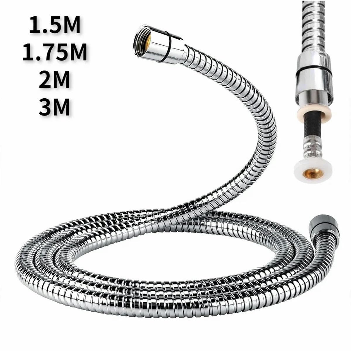 Manguera de ducha extra larga de acero inoxidable, repuesto ultra flexible para cabezales de ducha de mano, accesorio de baño, acabado plateado, 79 pulgadas