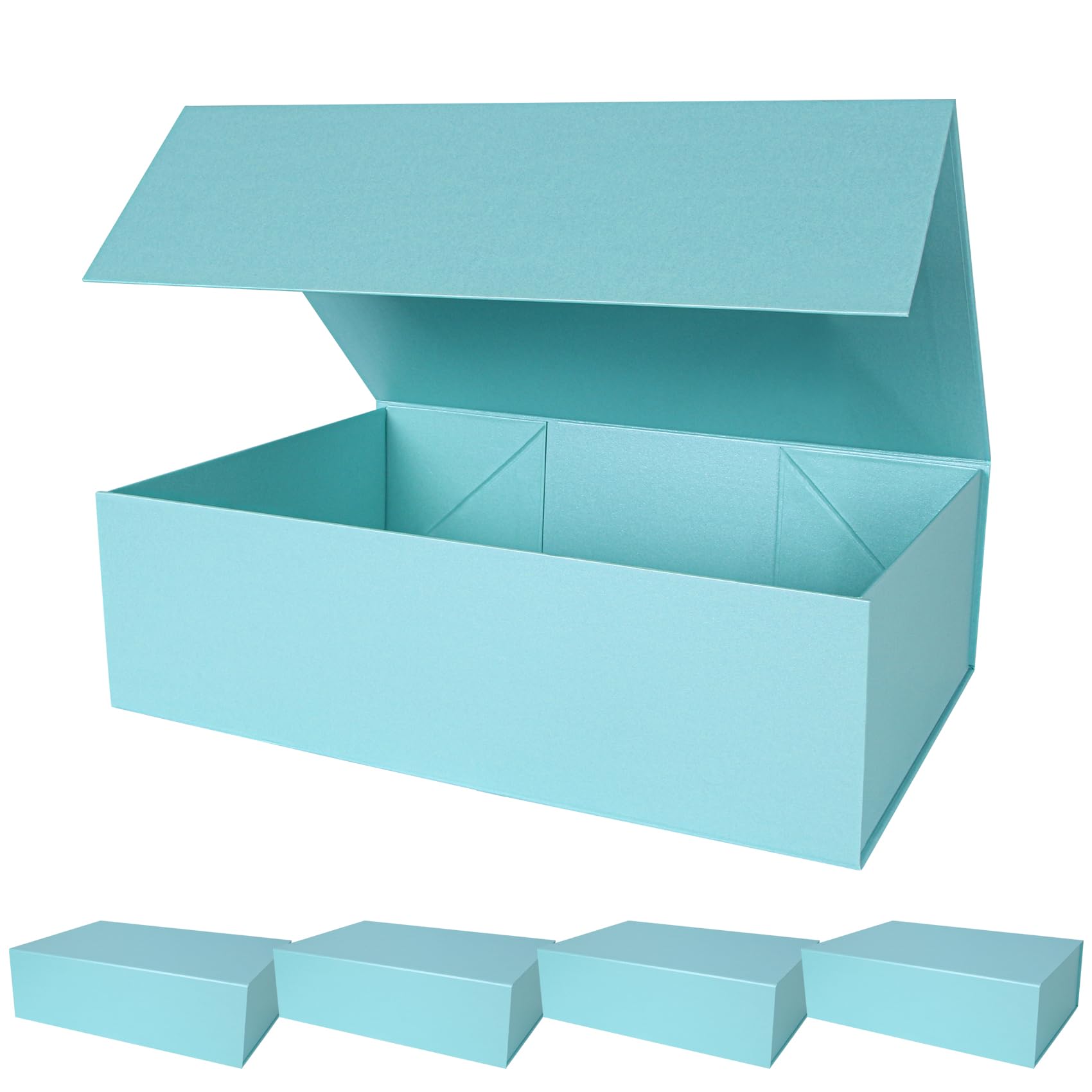 Aimyoo Blue Magnetic Gift Boxes with Lids 13.8x9x4.3 in, Large Bridesmaid Groomsman Proposal Box, Rectangle Collapsible Box for Present Graduation Birthday Storage 5 Pack