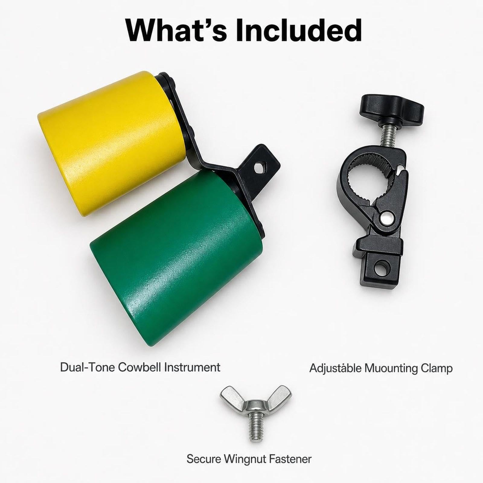 Campanaccio per Percussioni, Alti, Strumento a Percussione per Batteria, Accessorio Versatile in Lega di Zinco, Suono Chiaro, Adatto per F, Verde Giallo