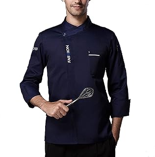 Chef Coat Men Women Unisex Chef Jacket Short Sleeve Chef Uniform Breathable Restaurant Catering Cooking Clothes Kitchen Food Service Hotel Sushi Work Shirt (Color : Blue, Size : D(3XL))