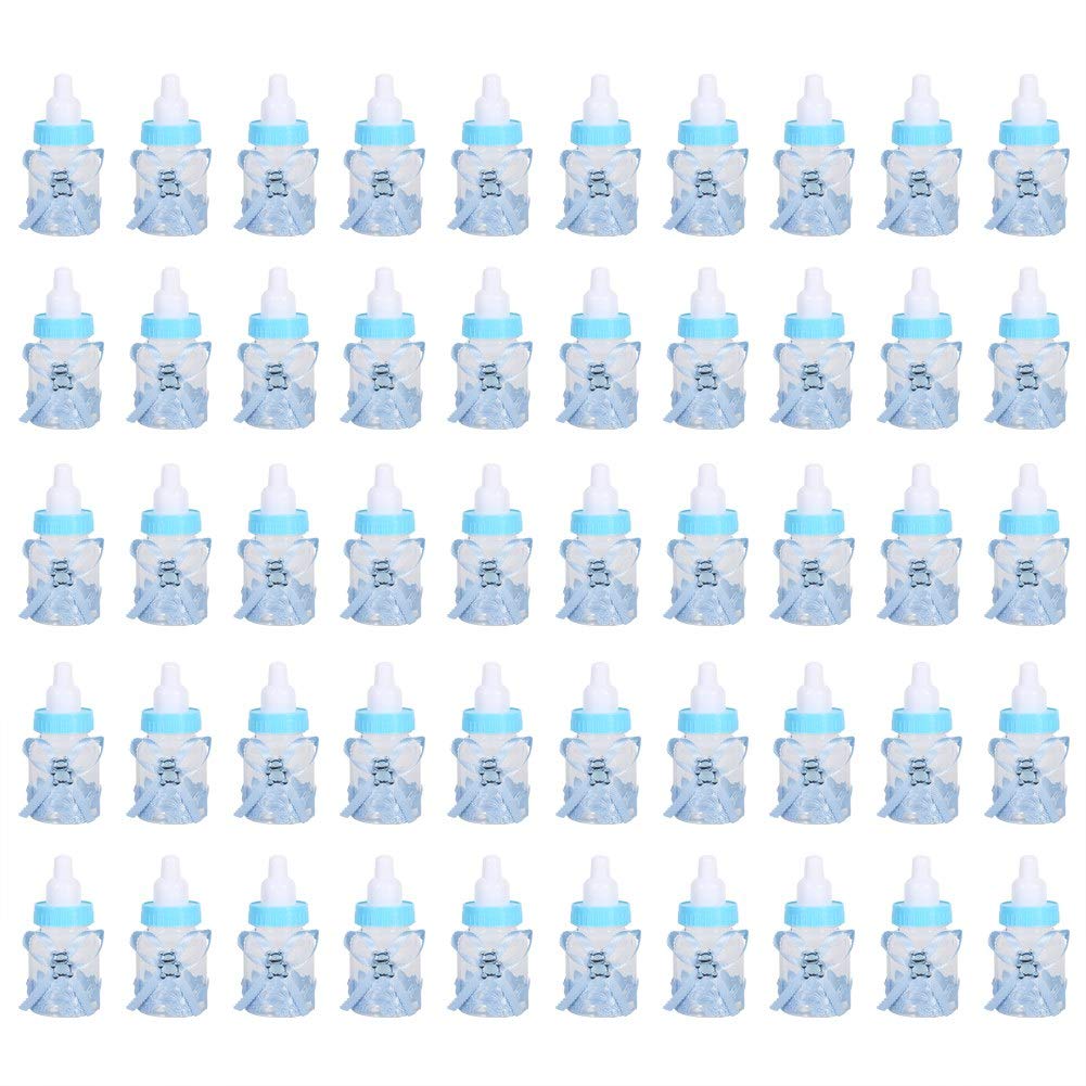 Hztyyier 50 Pièces Biberon Boîte à Bonbons en Plastique Fête Cadeaux Bouteilles de Lait pour Fête Faveurs Cadeaux Bébé Douche Décor(Bleu) Food Storage Packaging Food Storage Packaging