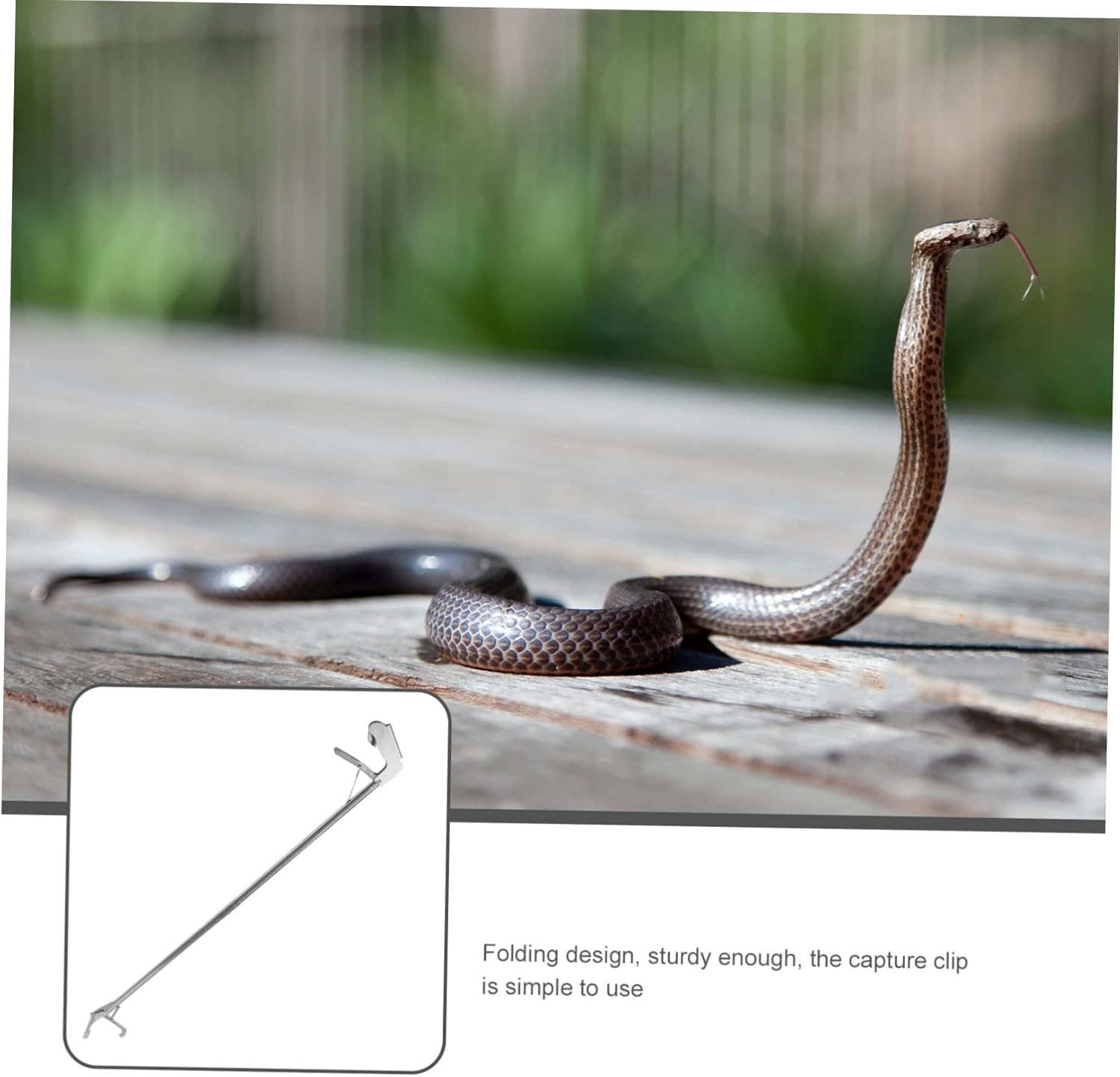 Kisangel 1.2m Stainless Steel Folding Snake Catcher Tool Practical Snake Grabber Clip Non- Grip for Safe Handling Outdoors Locking Mechanism