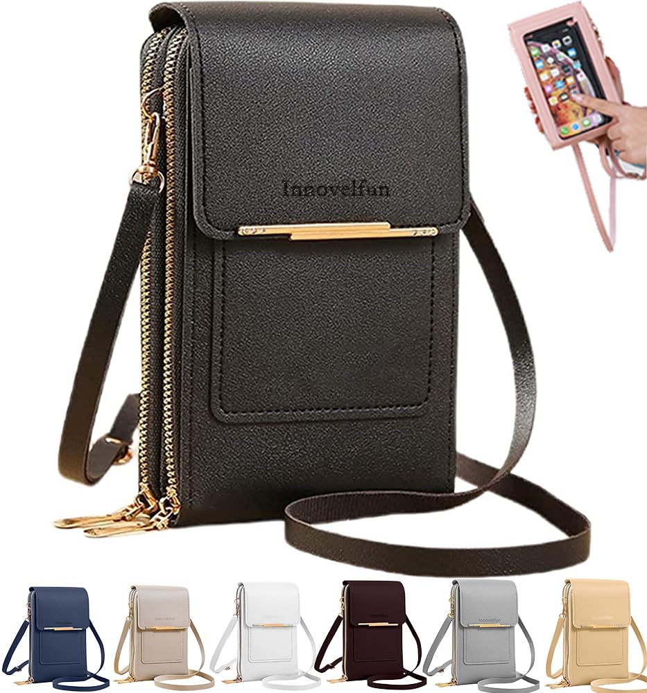 Innovelfun Anti-Theft Leather Bag,Small Crossbody Cell Phone Purse Wallet for Women,Touchscreen Phone Purse Crossbody Bag