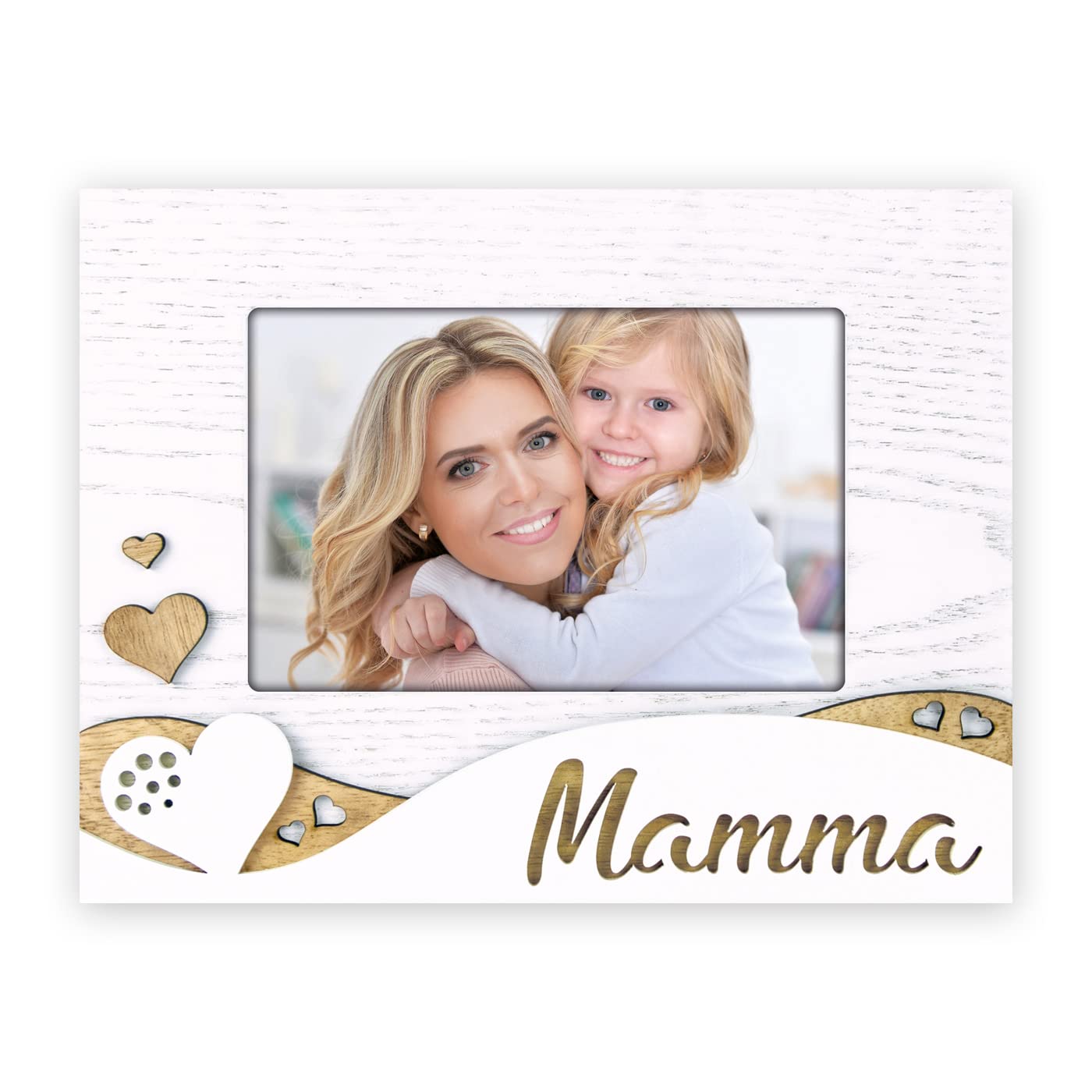 Cadre photo maman 10x15 bois blanc pour photographie Fête des Mères