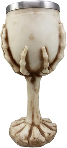 Miniatura 3 de Ebros Gift Osario Esqueleto agarrando garra de mano edificante cráneo cráneo copa de vino Copa de cáliz 6 oz Beverage Serveware Drinkware Halloween