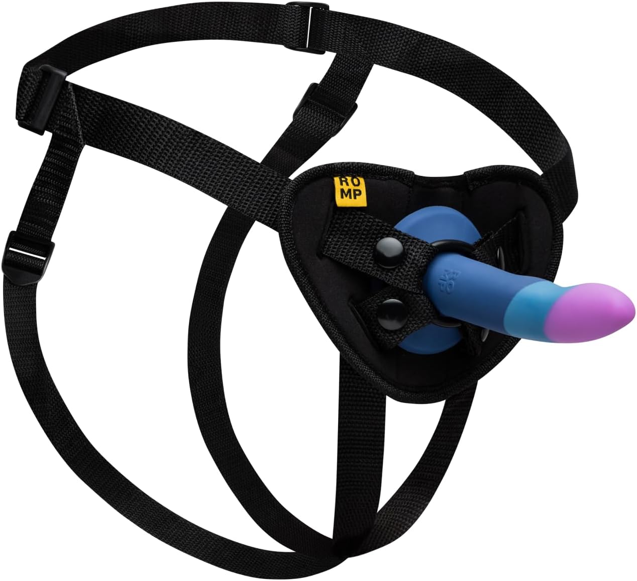 ROMP Piccolo Strap On Dildo Pegging Kit | 5 Inch Suction Cup Dildo & Adjustable Sex Harness | Wearable Adult Sex Toys for Women & Couples | G Spot & Anal Stimulation | Curved StrapOn Adult Toy